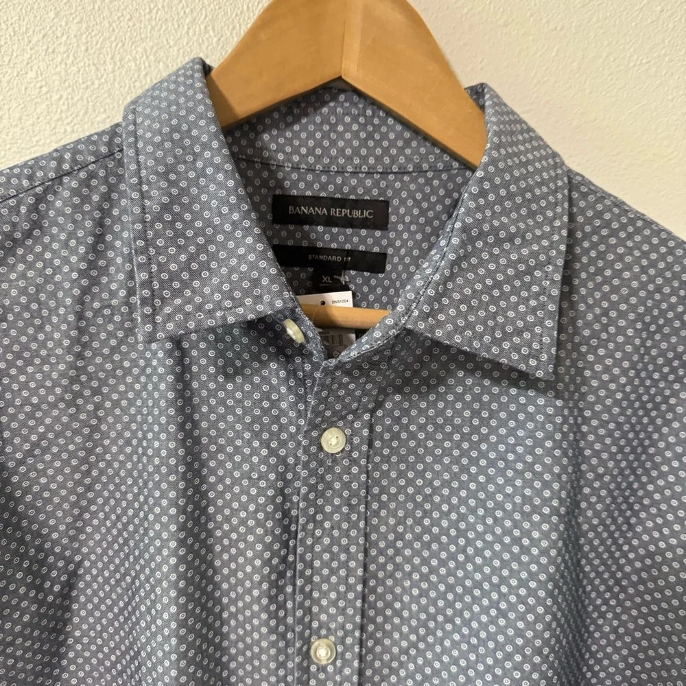 Banana Republic Luxe Poplin Standard Untuck Long Sleeve Button Shirt Blue NWT-XL